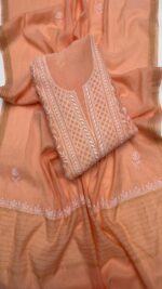 PEACH CHANDERI MUL CHIKANKARI KURTA & DUPATTA FABRIC