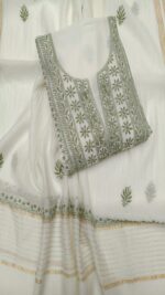 DYEABLE CHANDERI MUL CHIKANKARI KURTA & DUPATTA FABRIC