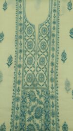 BUTTER YELLOW CHANDERI MUL CHIKANKARI KURTA & DUPATTA FABRIC - Image 3