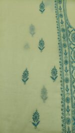 BUTTER YELLOW CHANDERI MUL CHIKANKARI KURTA & DUPATTA FABRIC - Image 4