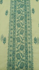 BUTTER YELLOW CHANDERI MUL CHIKANKARI KURTA & DUPATTA FABRIC - Image 5