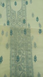 BUTTER YELLOW CHANDERI MUL CHIKANKARI KURTA & DUPATTA FABRIC - Image 7