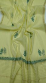 BUTTER YELLOW CHANDERI MUL CHIKANKARI KURTA & DUPATTA FABRIC - Image 2
