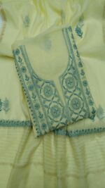 BUTTER YELLOW CHANDERI MUL CHIKANKARI KURTA & DUPATTA FABRIC