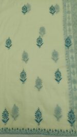 BUTTER YELLOW CHANDERI MUL CHIKANKARI KURTA & DUPATTA FABRIC - Image 8