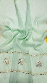 MINT GREEN CHANDERI MUL MUKAISH KURTA & DUPATTA FABRIC - Image 2