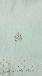 MINT GREEN CHANDERI MUL MUKAISH KURTA & DUPATTA FABRIC - Image 6