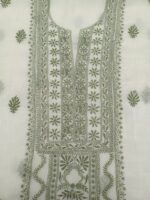 DYEABLE CHANDERI MUL CHIKANKARI KURTA & DUPATTA FABRIC - Image 3