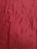 CARMINE RED CHANDERI SILK CHIKANKARI & MUKAISH KURTA & DUPATTA FABRIC - Image 7