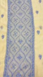 LEMON YELLOW CHANDERI MUL CHIKANKARI KURTA & DUPATTA FABRIC - Image 5