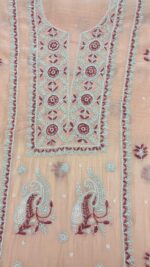 PEACH LATTE CHANDERI MUL CHIKANKARI KURTA & DUPATTA FABRIC - Image 3