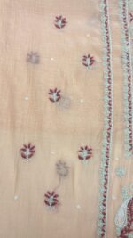 PEACH LATTE CHANDERI MUL CHIKANKARI KURTA & DUPATTA FABRIC - Image 4