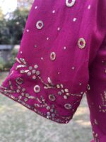 MAGENTA ROSE PURE & PREMIUM GEORGETTE MUKAISH LEHENGA & DUPATTA SET - Image 3