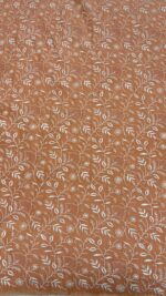 PEACHISH ORANGE CHANDERI MUL CHIKANKARI KURTA & DUPATTA FABRIC SET - Image 5