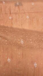 PEACHISH ORANGE CHANDERI MUL CHIKANKARI KURTA & DUPATTA FABRIC SET - Image 7