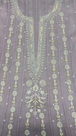LILAC CHANDERI MUL CHIKANKARI ANARKALI & DUPATTA SET - Image 3
