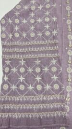 LILAC CHANDERI MUL CHIKANKARI ANARKALI & DUPATTA SET - Image 4