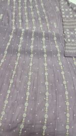 LILAC CHANDERI MUL CHIKANKARI ANARKALI & DUPATTA SET - Image 7