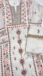 DYEABLE CHANDERI MUL CHIKANKARI KURTA & DUPATTA SET - Image 7