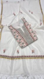 DYEABLE CHANDERI MUL CHIKANKARI KURTA & DUPATTA SET