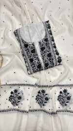 DYEABLE CHANDERI MUL CHIKANKARI ANARKALI & DUPATTA SET
