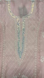 PINK CHANDERI MUL CHIKANKARI KURTA & DUPATTA SET - Image 3