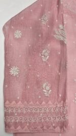 PINK CHANDERI MUL CHIKANKARI KURTA & DUPATTA SET - Image 4