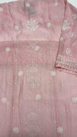 PINK CHANDERI MUL CHIKANKARI KURTA & DUPATTA SET - Image 8