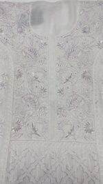 DYEABLE CHANDERI MUL CHIKANKARI KURTA & DUPATTA SET - Image 3