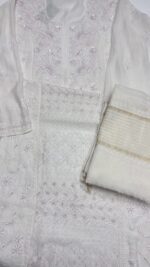 DYEABLE CHANDERI MUL CHIKANKARI KURTA & DUPATTA SET - Image 7