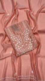 ROSE PINK CHANDERI MUL CHIKANKARI KURTA & DUPATTA SET