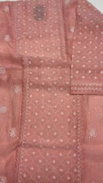 ROSE PINK CHANDERI MUL CHIKANKARI KURTA & DUPATTA SET - Image 7