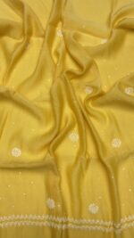 YELLOW CHANDERI MUL CHIKANKARI KURTA & DUPATTA SET - Image 2