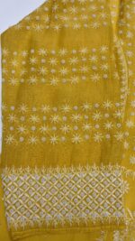 YELLOW CHANDERI MUL CHIKANKARI KURTA & DUPATTA SET - Image 4