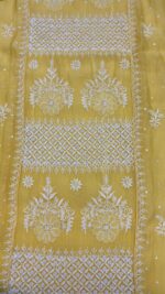 YELLOW CHANDERI MUL CHIKANKARI KURTA & DUPATTA SET - Image 5