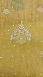 YELLOW CHANDERI MUL CHIKANKARI KURTA & DUPATTA SET - Image 7