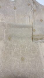 DYEABLE PURE & PREMIUM TISSUE CHIKANKARI KURTA & DUPATTA SET - Image 8