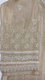DYEABLE PURE & PREMIUM TISSUE CHIKANKARI KURTA & DUPATTA SET - Image 4