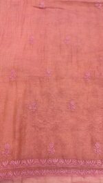DUSTY PINK PURE & PREMIUM TISSUE CHIKANKARI KURTA & DUPATTA FABRIC - Image 8