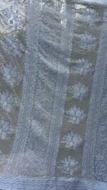 POWDER BLUE PURE & PREMIUM GEORGETTE CHIKANKARI SAREE & BLOUSE - Image 7