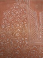 PEACH CHANDERI MUL CHIKANKARI KURTA & DUPATTA FABRIC - Image 4