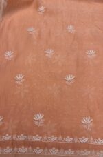 PEACH CHANDERI MUL CHIKANKARI KURTA & DUPATTA FABRIC - Image 8