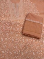 PEACH CHANDERI MUL CHIKANKARI KURTA & DUPATTA FABRIC - Image 6