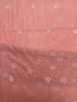 ROSEGOLD PEACH CHANDERI MUL CHIKANKARI KURTA & DUPATTA FABRIC - Image 7