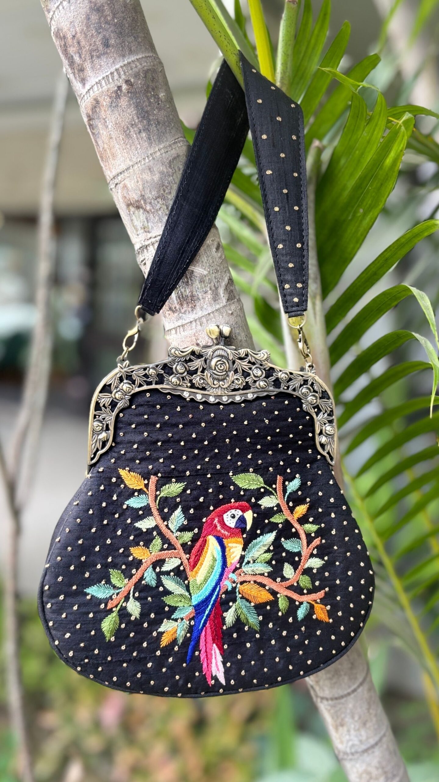 1 BLACK PARSI GARHA CLUTCH - Image 1