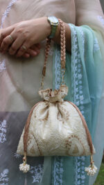 BUTTER YELLOW CHIKANKARI POTLI