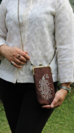 BRONZE CHIKANKARI MOBILE POUCH