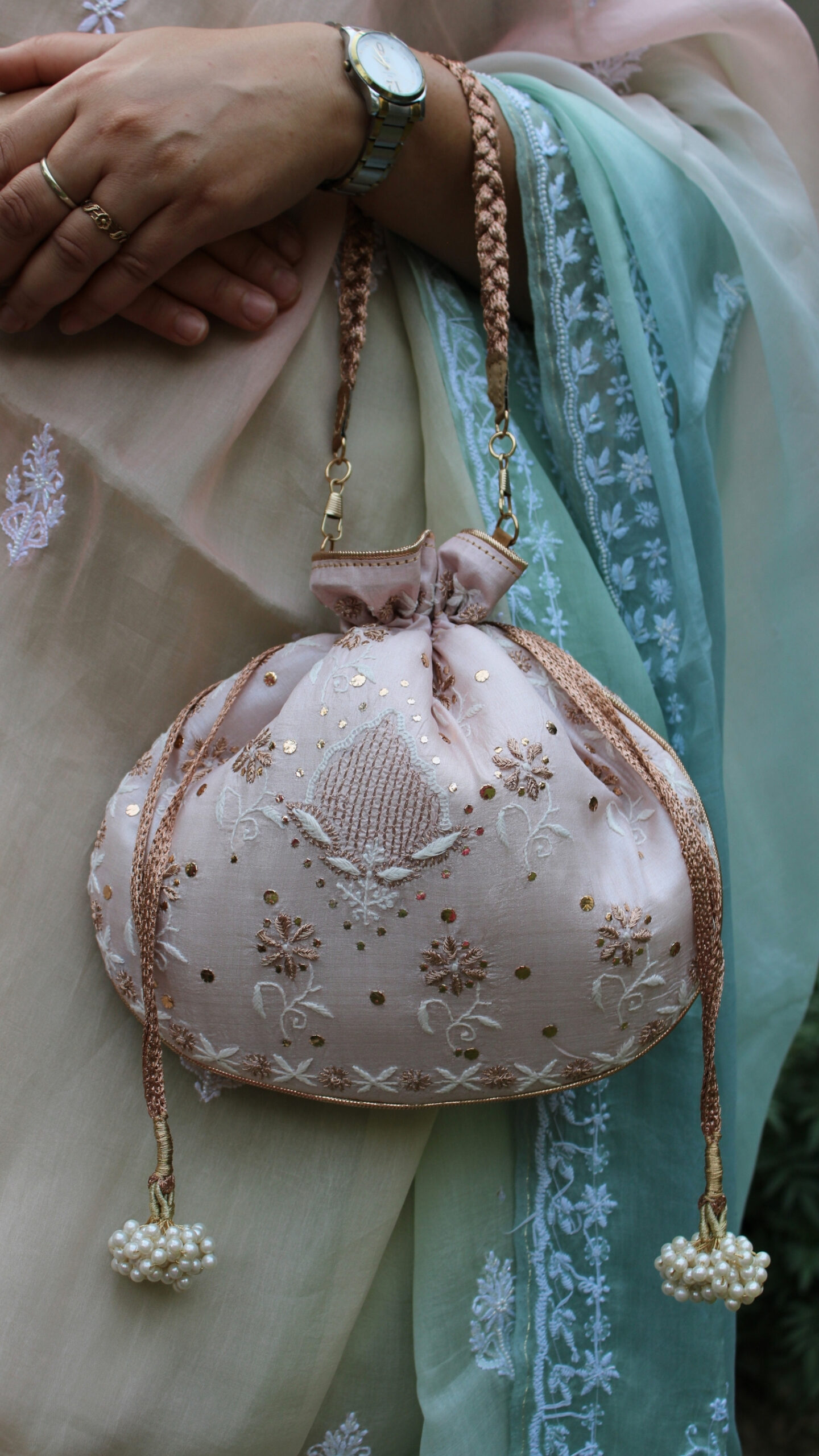 11 SOFT PINK CHIKANKARI & MUKAISH BATUA - Image 1