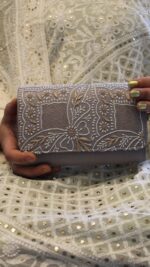 KOALA GRAY CHIKANKARI CLUTCH