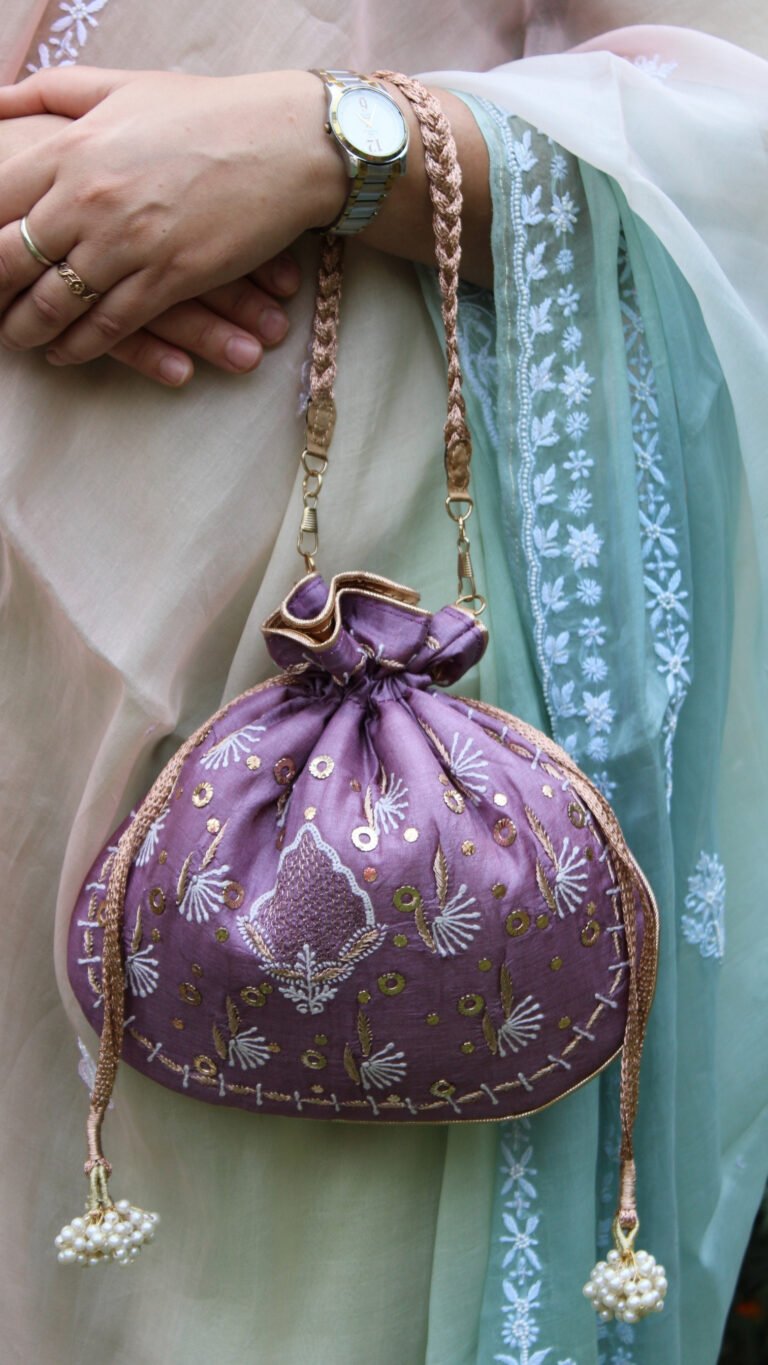 violet chikankari batua